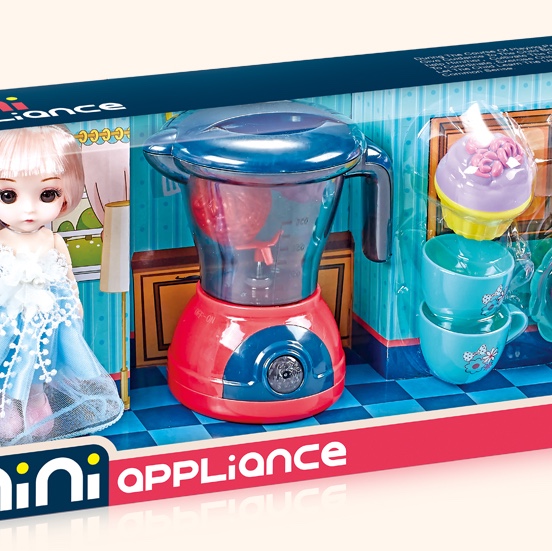 Simulated children's house playing kitchen toys for boys and girls, cooking set toys, electric juicer, Barbie set 6728a