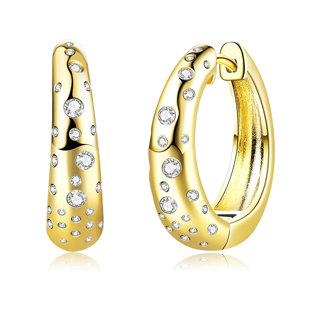 Factory direct sales of summer new products, elegant French earrings for women, gold zirconium-inlaid ring zirconia ear buckles detail image 3