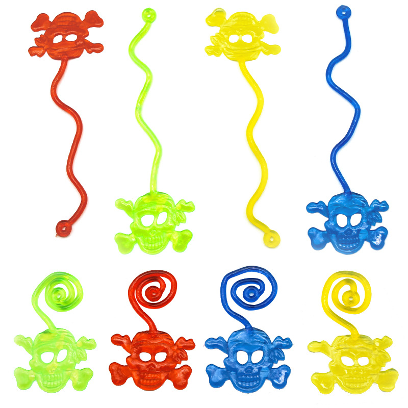 外贸内销热卖  万圣节弹性伸缩黏黏手TPR软料骷髅头鬼面手  鬼节整人恶搞玩具 厂家直销详情6