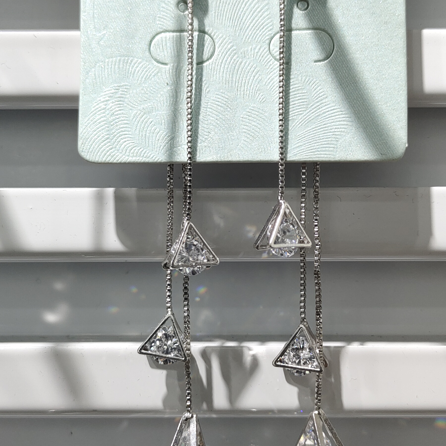 Earrings Zircon Chain Super flash party Korean long chain earrings Billon-21 thumbnail