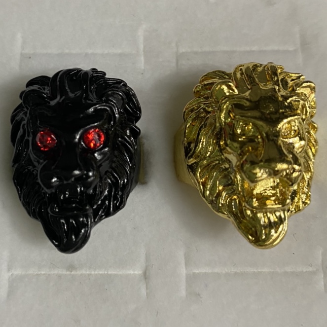 Electrophoretic gold with eye sunny lion head antique fashion men and women can wear rings thumbnail