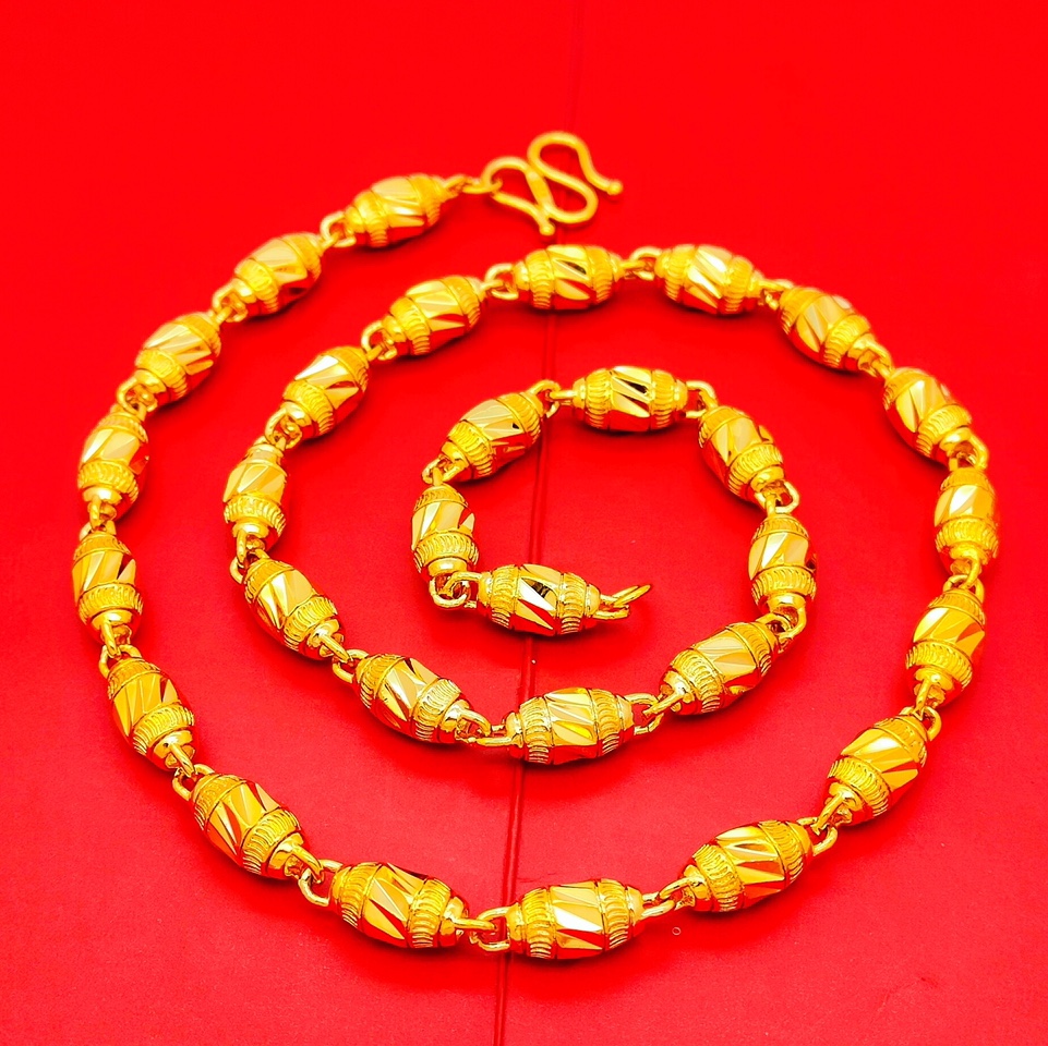 Men's egg-shaped floral necklace, brass, vacuum plating
