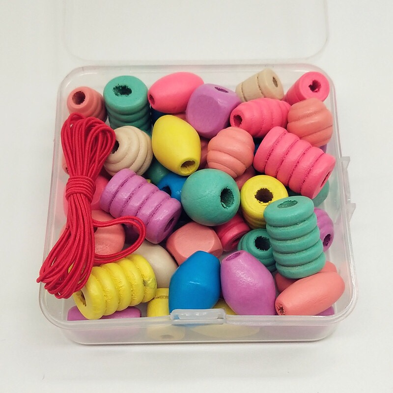 DIY手工串珠材料配件 幼儿弱视训练彩色混装木珠 幼儿园早教益智批发零售