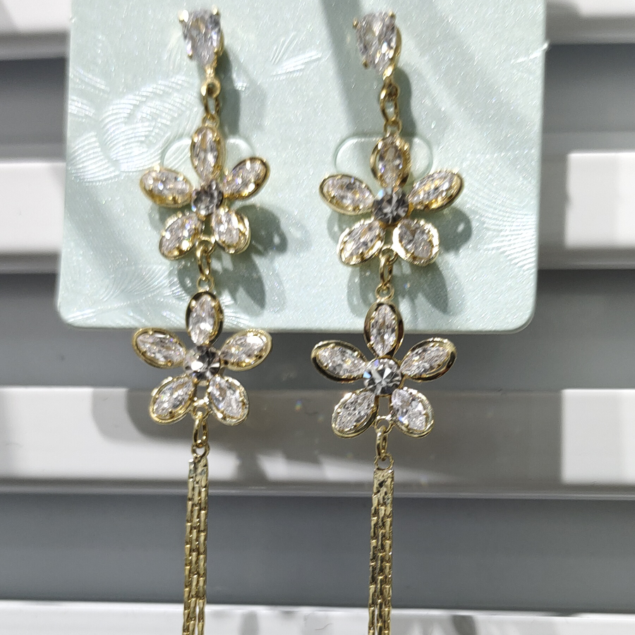 Zirconia jewelry, Korean version chain, Korean long chain earrings, Billon -26