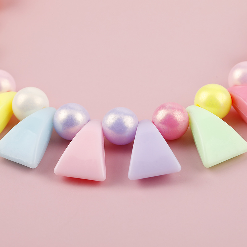 European and American children's necklace accessory set, popular colorful geometric round bead necklace bracelet, small gift Item Picture