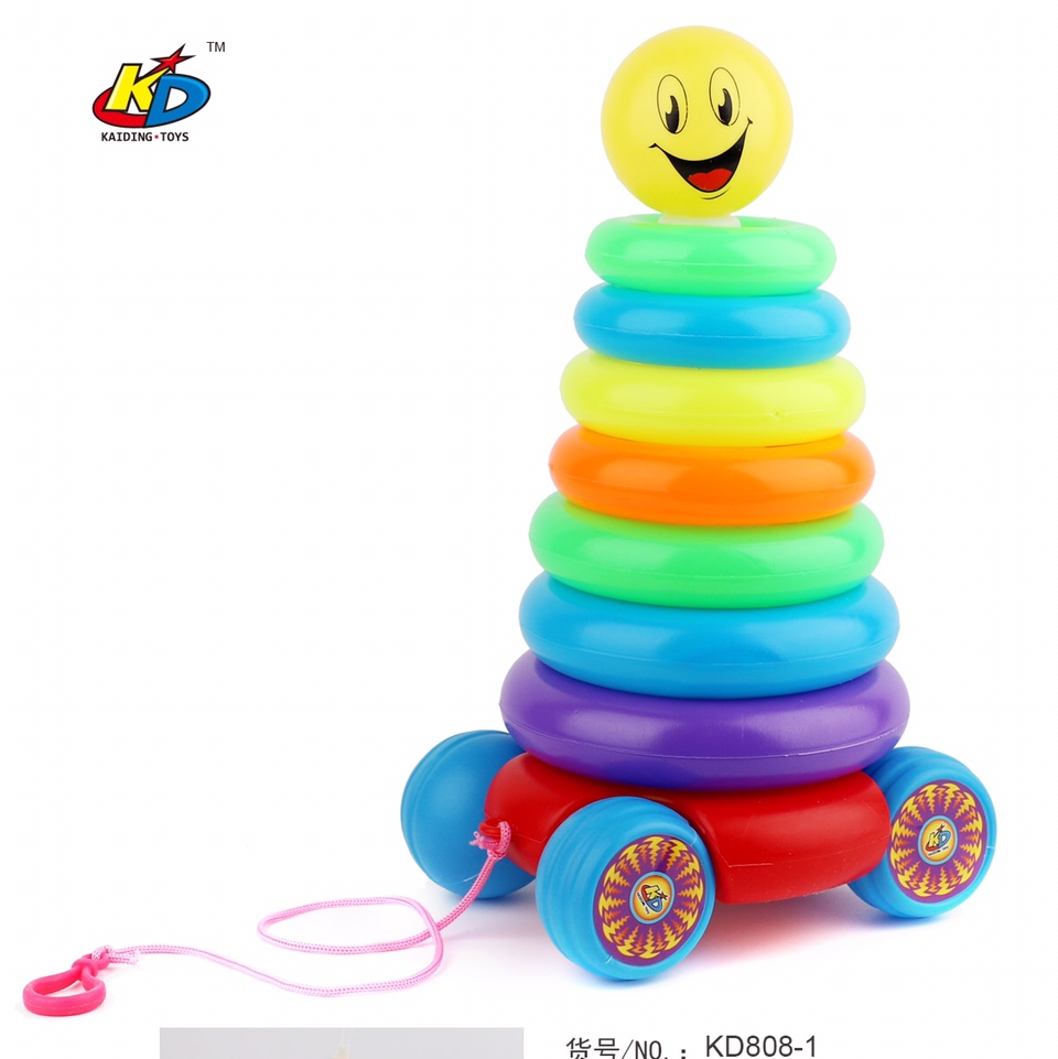 Baby puzzle Rainbow tower toy Jenga Lego Jenga high multicolor ring Layer Layer Layer Early education cup 8-layer smiley trailer
