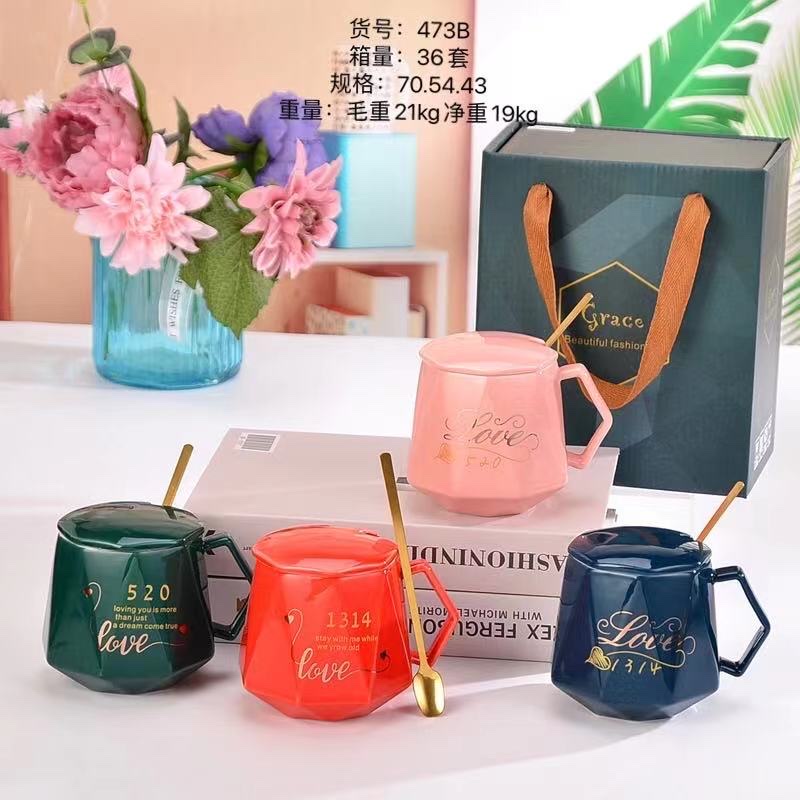 网红暖暖杯陶瓷杯咖啡水杯贴花定制图案杯子马克杯陶瓷勺带勺办公室水杯会议茶杯详情1