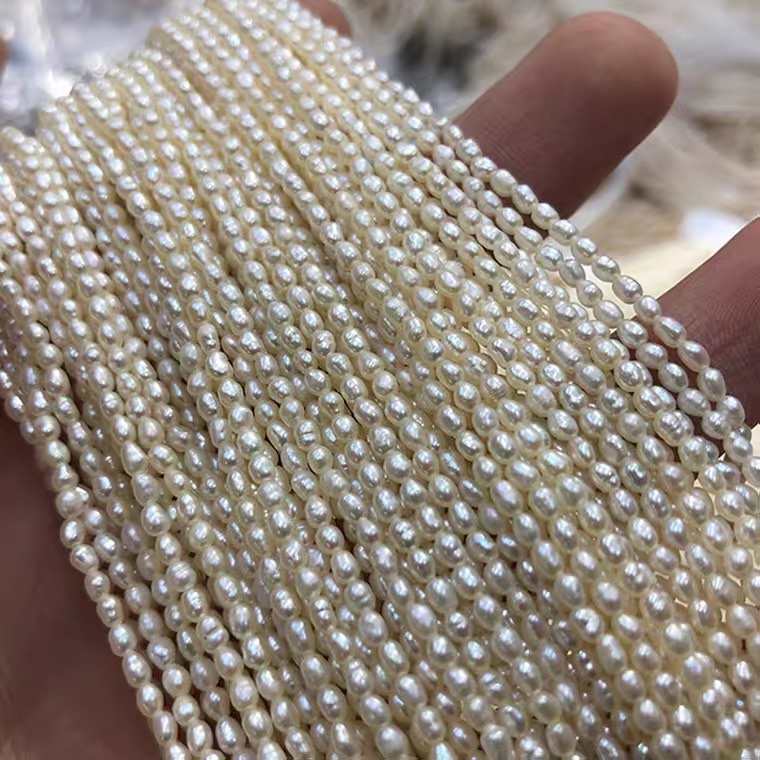 2-2.5mm米形珍珠项链半成品 迷你小珍珠水滴珠批散珠diy发详情图3