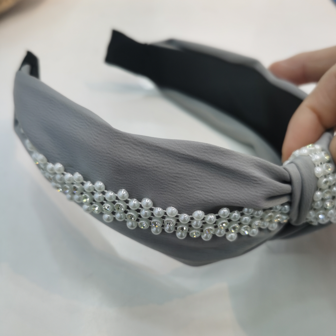 Purple pearl trendy hairband headwear, hair accessory, trendy and versatile leather sponge, high-end accessory s