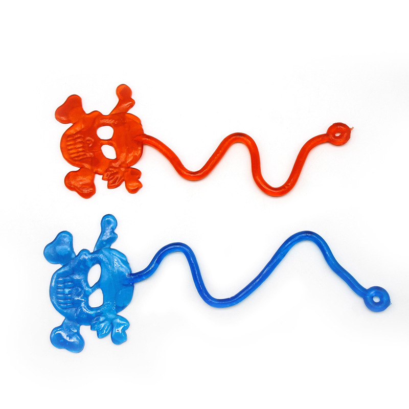 外贸内销热卖  万圣节弹性伸缩黏黏手TPR软料骷髅头鬼面手  鬼节整人恶搞玩具 厂家直销详情1