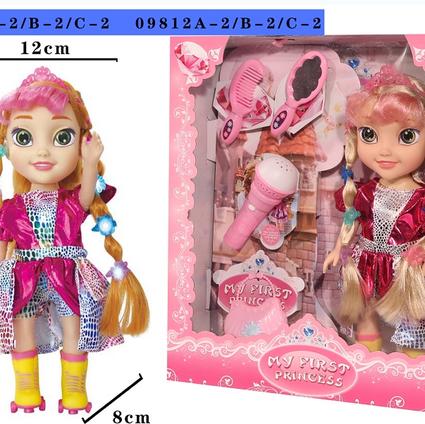 Vinyl doll girl toy Princess series with lights and music, multiple mixed sets 09812a-1