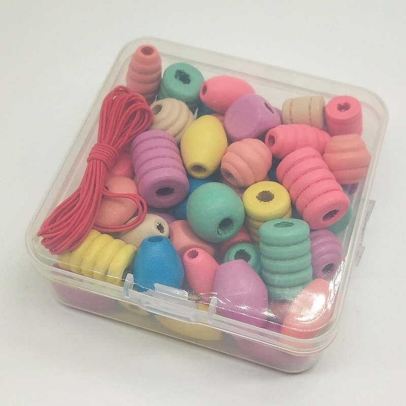 DIY手工串珠材料配件 弱视训练彩色混装木珠 幼儿园早教益智亚马逊热卖详情图1