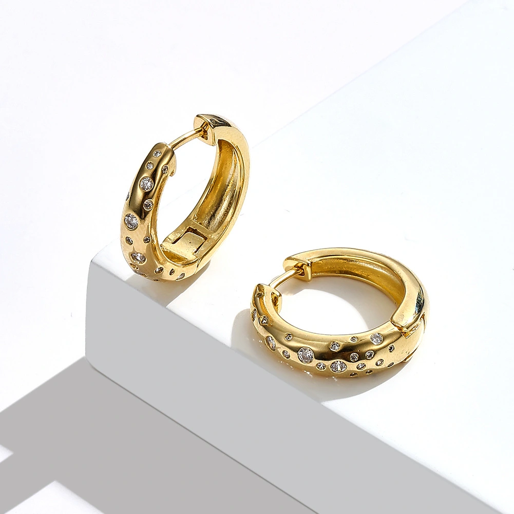 Factory direct sales of summer new products, elegant French earrings for women, gold zirconium-inlaid ring zirconia ear buckles detail image 2