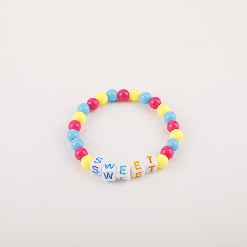 Colorful letter bead children's necklace bracelet set, acrylic bead children's jewelry manufacturer's supply can be customized Item Picture