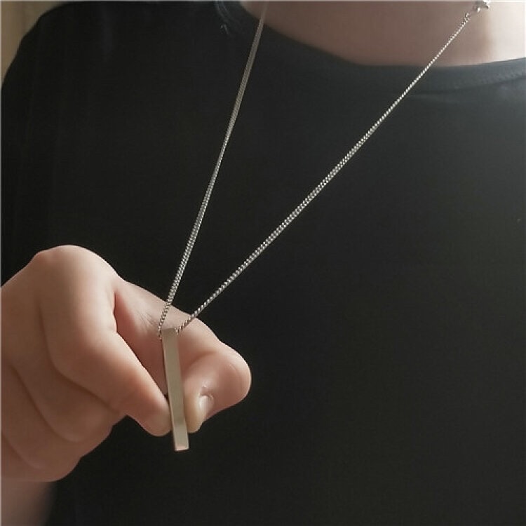 2020 new spiral long bar necklace, simple and ins cold style titanium steel men's and women's trendy and personalized pendant, street accessory Application Scenario