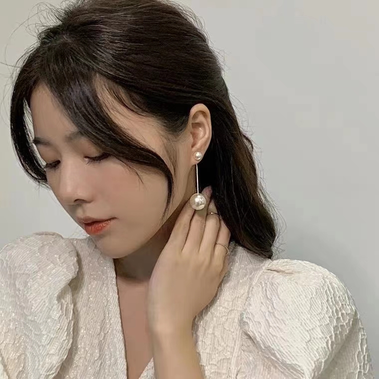 小众设计感珍珠豆豆极简耳钉2021年新款潮气质简约女小巧耳环耳饰细节图