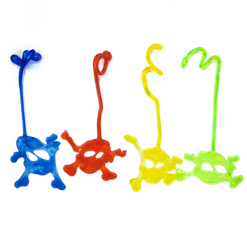 外贸内销热卖  万圣节弹性伸缩黏黏手TPR软料骷髅头鬼面手  鬼节整人恶搞玩具 厂家直销详情2