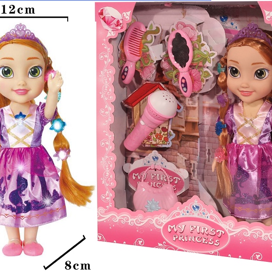 Vinyl doll girl toy Princess series with lights and music, multiple mixed sets 09803b-1