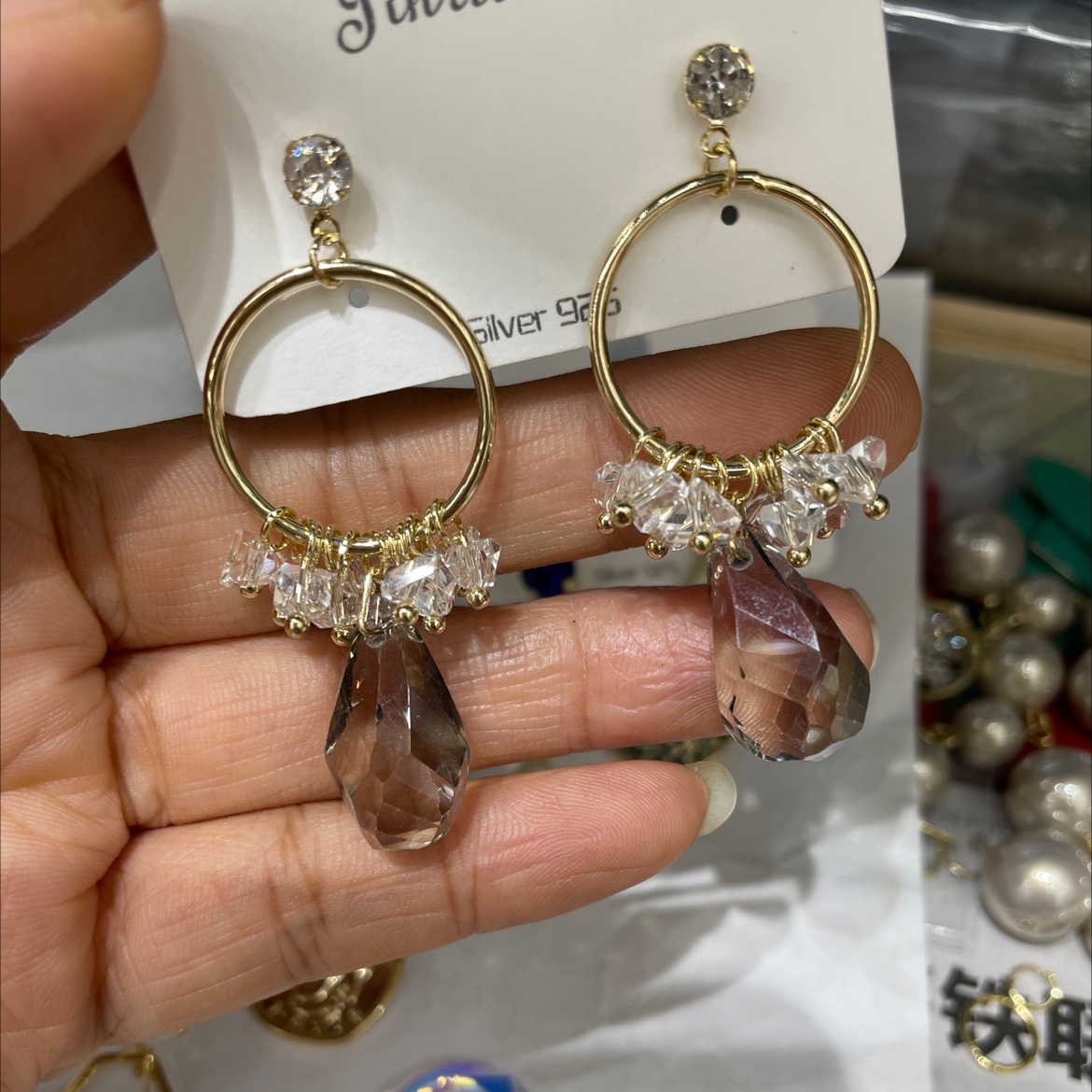 Today's recommendations for the Korean version of the crystal series of earrings by Liren detail image 2