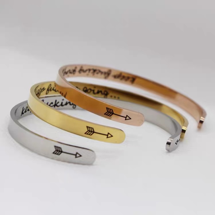 C-shaped simple and popular stainless steel girls' bracelet 2 Specification image