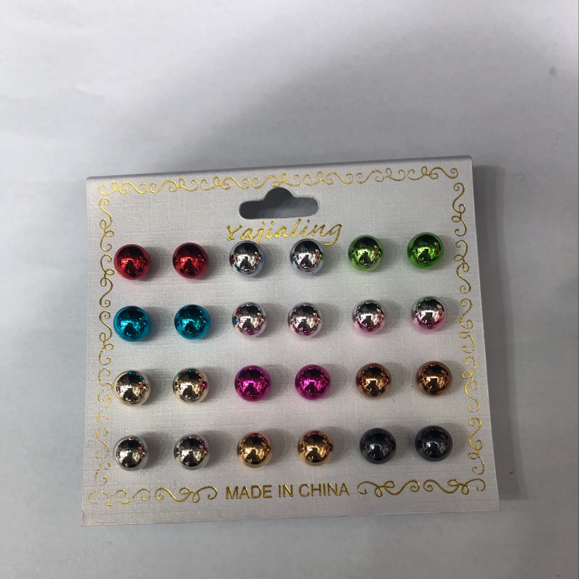 8# Round ball Uv temperament ball stud earrings