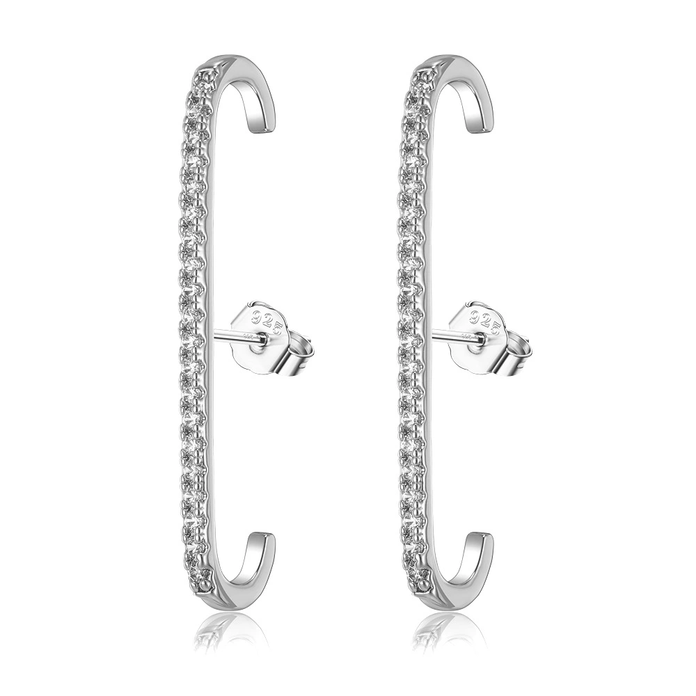 New stud earrings for women, European and American fashion, single-row crystal zircon earrings, geometric earrings, cross-border accessories AKE262 detail image 1