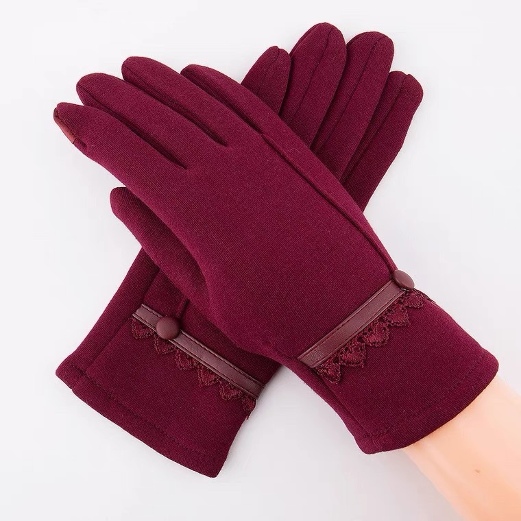 Korean autumn and winter fleece warm gloves Women's touch screen non-fleece thick cotton cycling gloves Student gloves