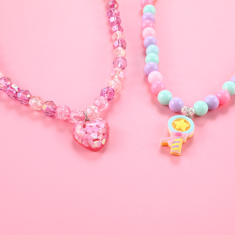 Children's love necklace manufacturer supplies resin acrylic key love pendant necklaces in stock for wholesale Specification image