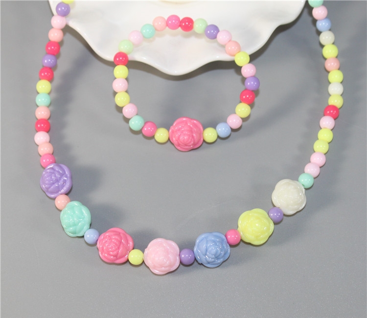 Children, baby girls, princesses, little girls' accessories, cute flower beads, necklaces, bracelets, sets of girls' accessories Item Picture