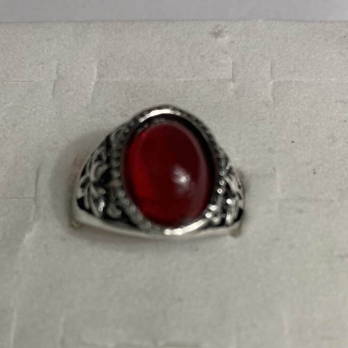 Electric antique silver 10x14 sticky red gemstone antique fashion ring for women