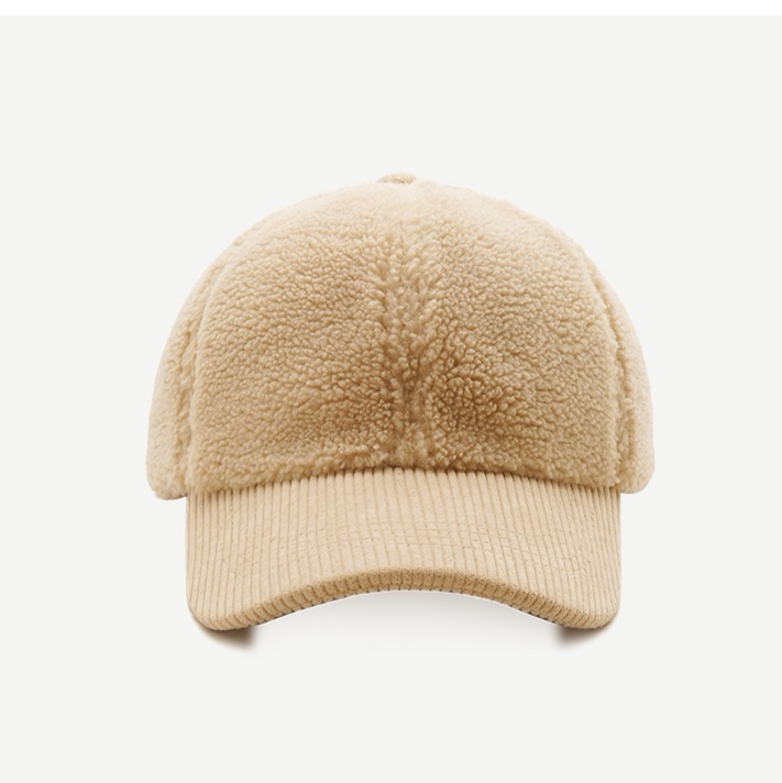 New autumn and winter plush color-blocked cute baseball caps for men and women Item Picture