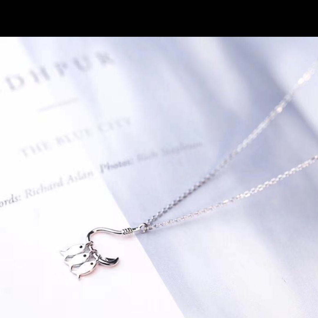 Fish hook fish necklace