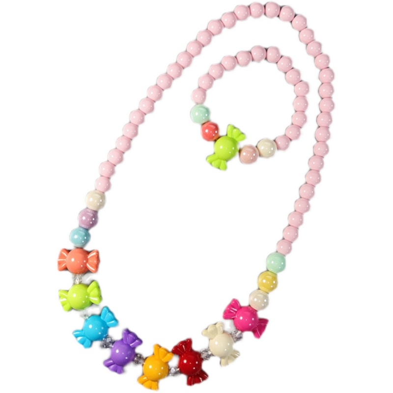 Kids Little Girls Baby Girls Accessories Cute colorful candy Beads necklace bracelet set girls accessories