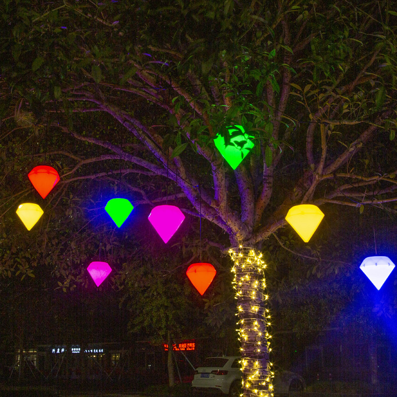 Cross-border supply diamond breathing light, landscape light, LED seven-color color-changing outdoor waterproof decorative item, simple forest style outdoor diamond light mixed color details Picture
