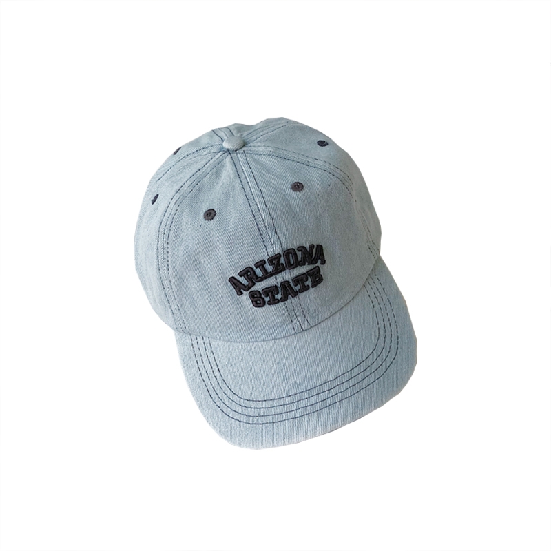 Women's soft-top baseball cap, versatile Korean-style ins washed letter embroidered baseball cap, simple men's Japanese-style denim cap