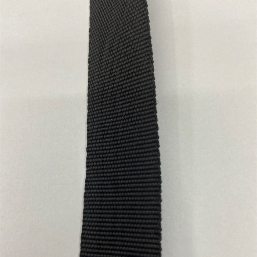 2.5cm black polypropylene bound webbing 12#