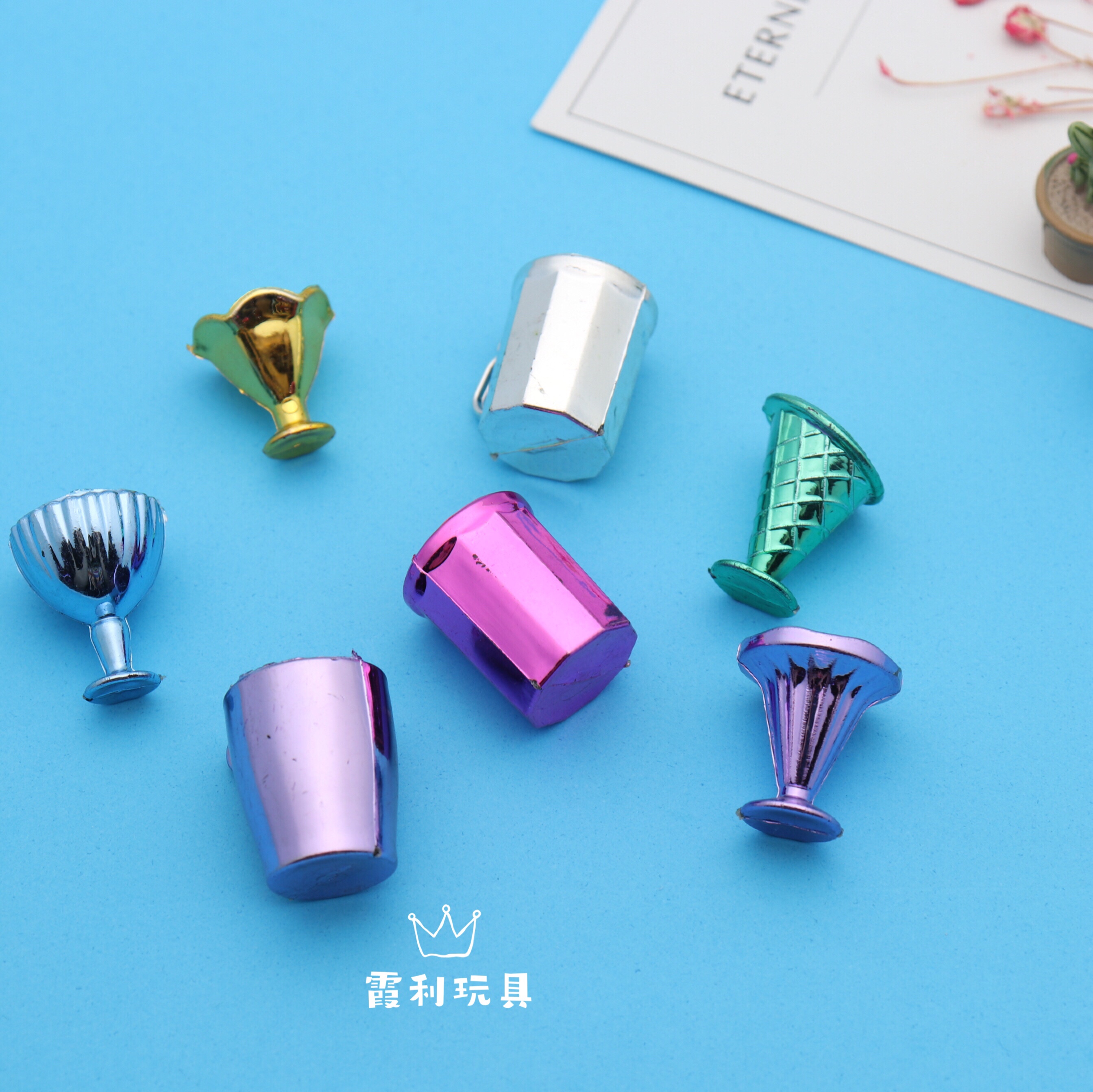 Electroplated small cups, children's plastic toys, play house and gacha detail image 2