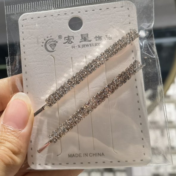 Sparkling diamond one-line hair clip, European and American fashion show, versatile, full diamond bangs clip, popular headwear, side clip hair accessory, female 73