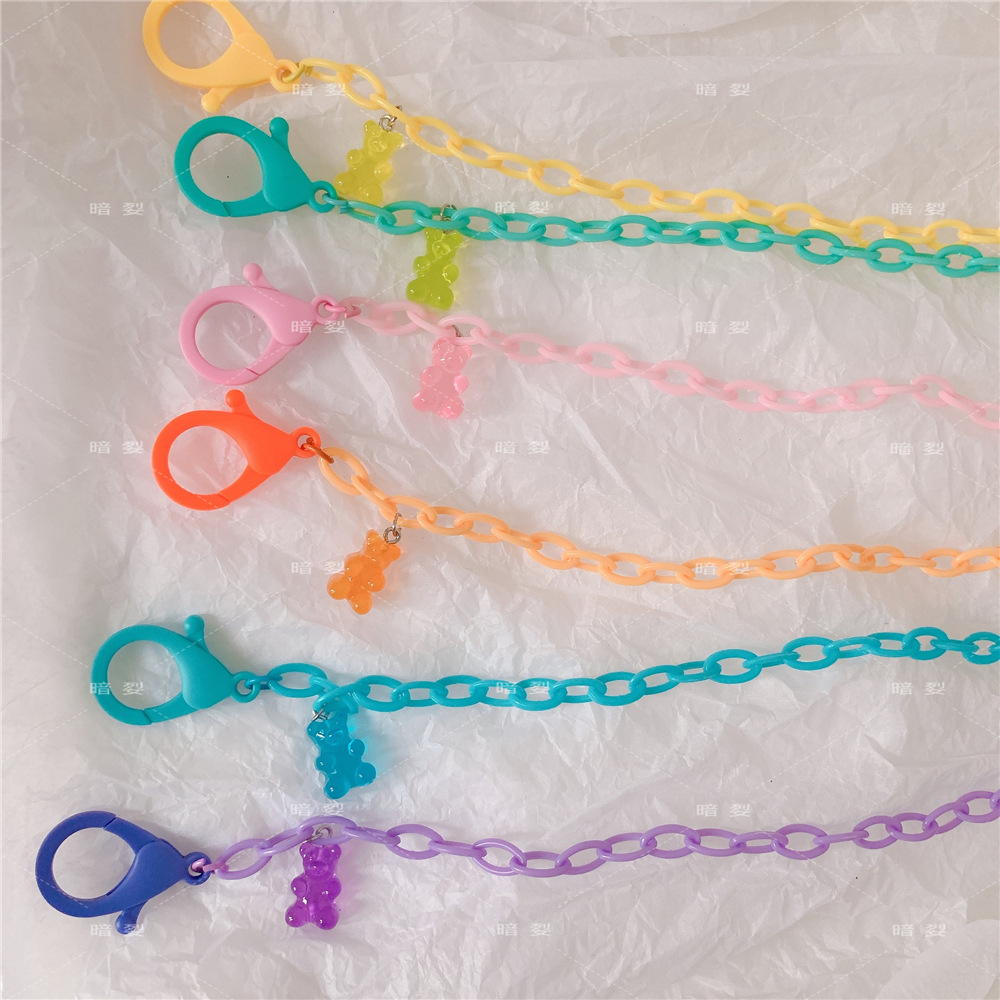 暗姴原创自制韩国软糖小熊口罩链防丢挂绳儿童成人挂扣包邮