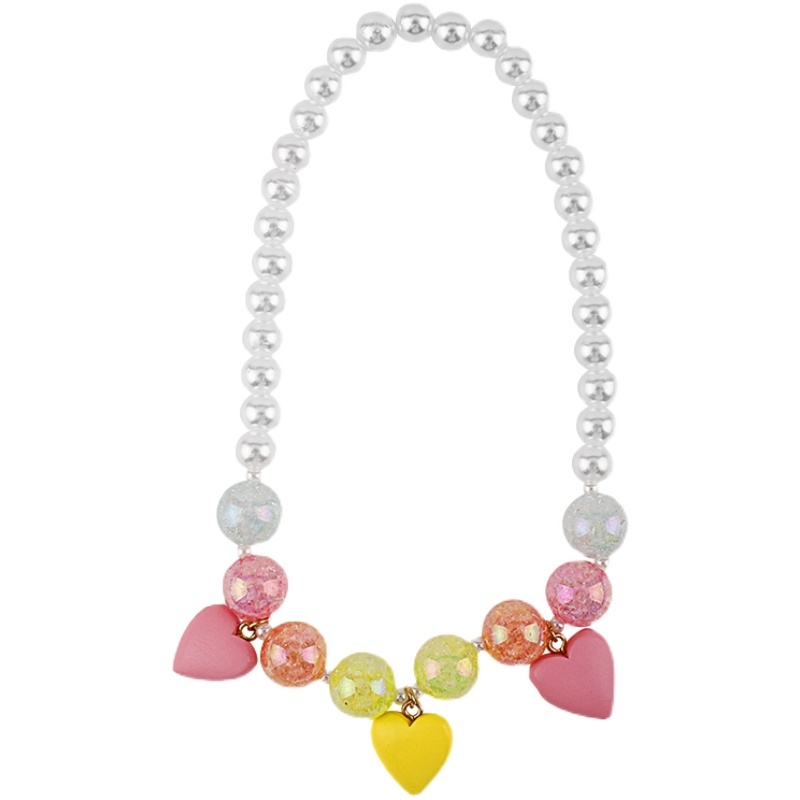 Heart-shaped pendant children's bead necklace, acrylic letter bead necklace, bead string, European and American ins girls' accessories, cute