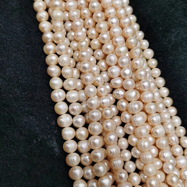 9-10mm淡水珍珠项链天然强光近圆粉色珍珠半成品散珠diy手工详情图2