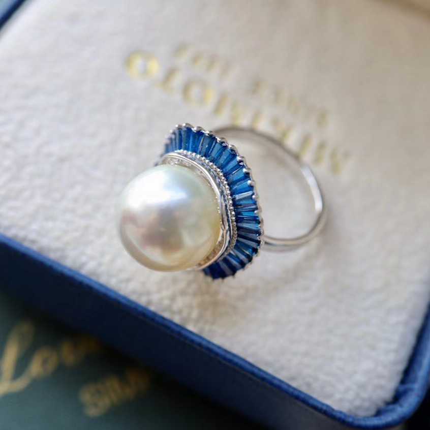 大点位奥白珍珠925纯银戒指图