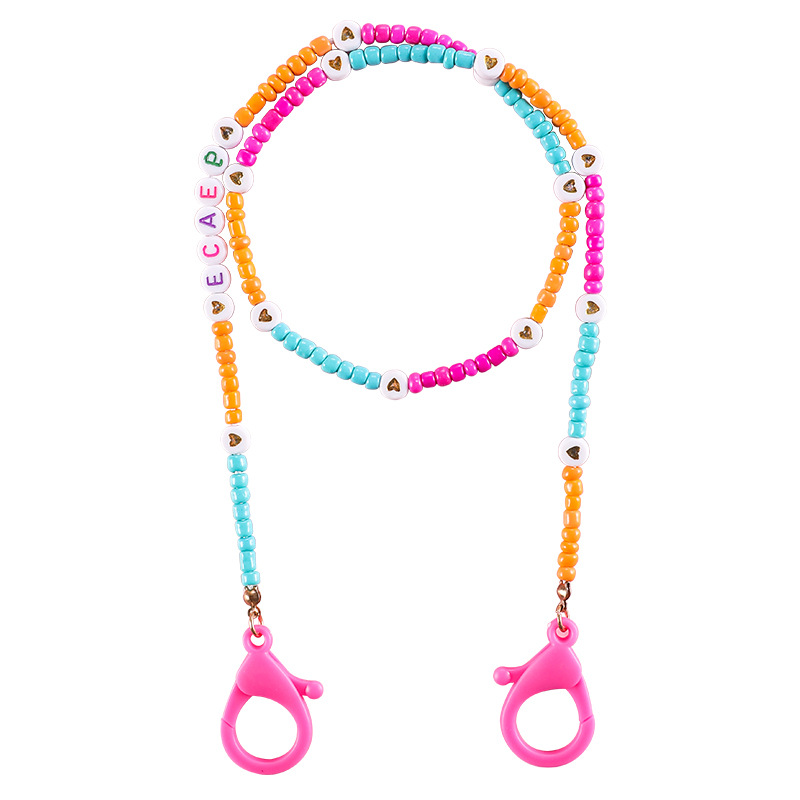 儿童防丢口罩链跨境流行 亚克力+米珠厂家货源可定制挂链