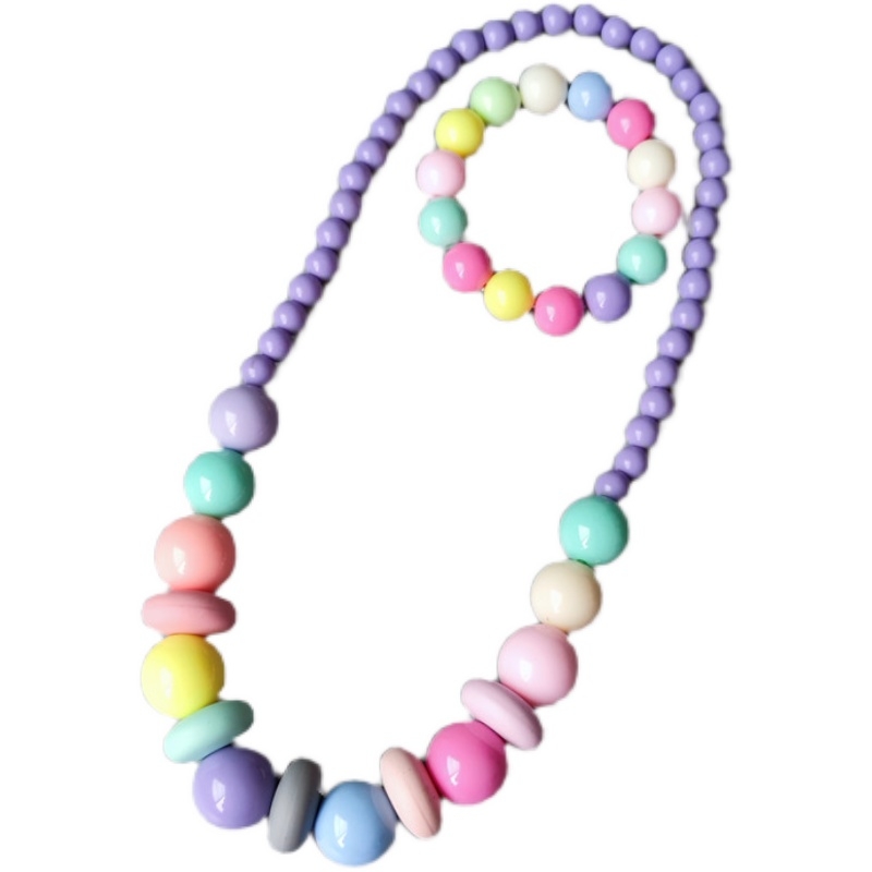 Kids Little Girl Accessories Cute candy colored beads necklace bracelet set girls accessories