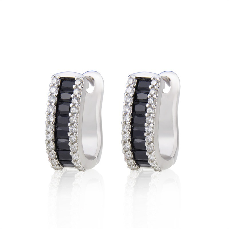 ins European and American cross-border e-commerce diamond-encrusted colored zirconium earrings manufacturer in stock, simple and personalized gold, silver and copper earrings detail image 7