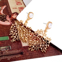 Metallic leaf exaggerated earrings