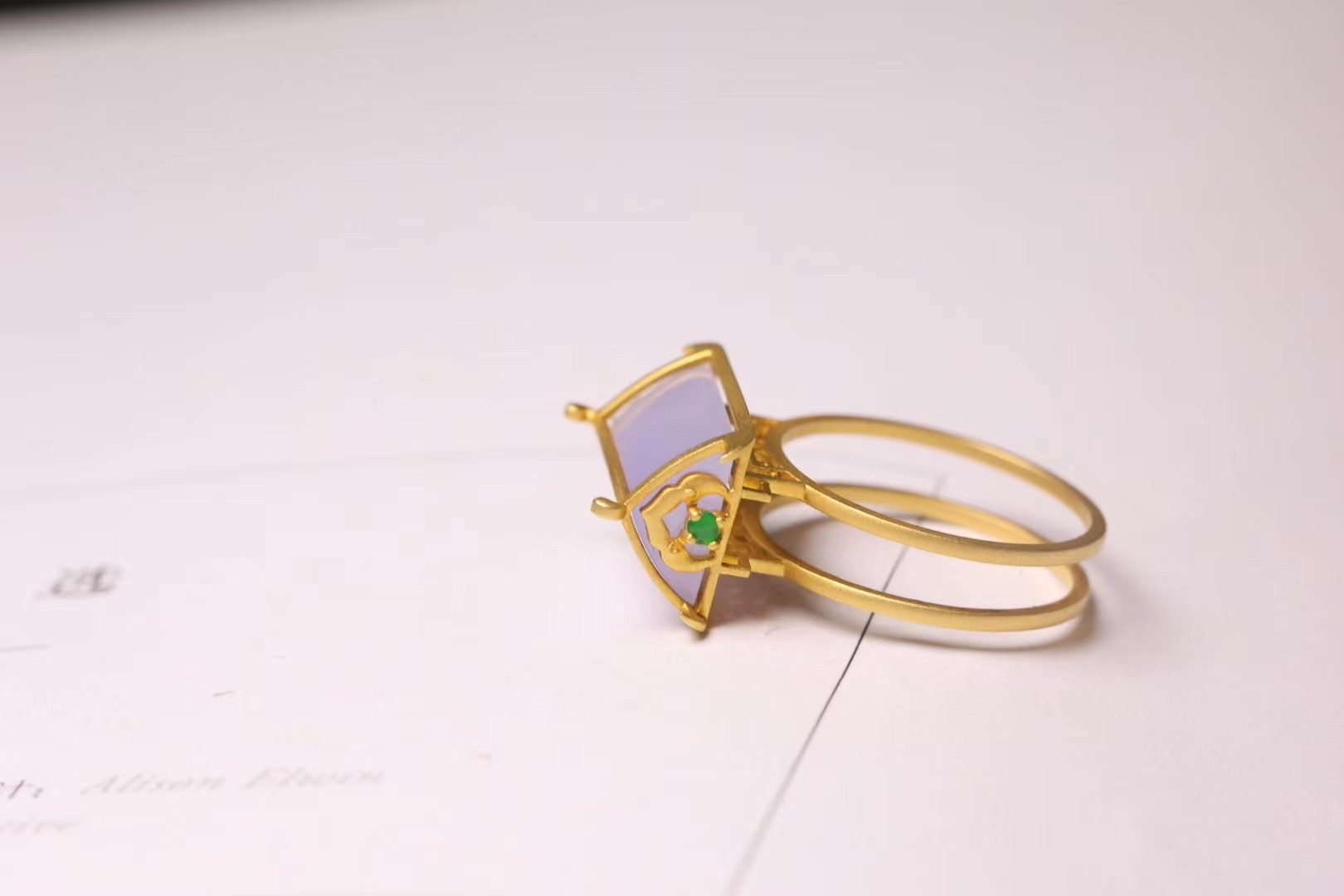 Purple Philippe Ring New Baoli 076 Fashion trend jewelry ring Natural emerald ring Specification drawing