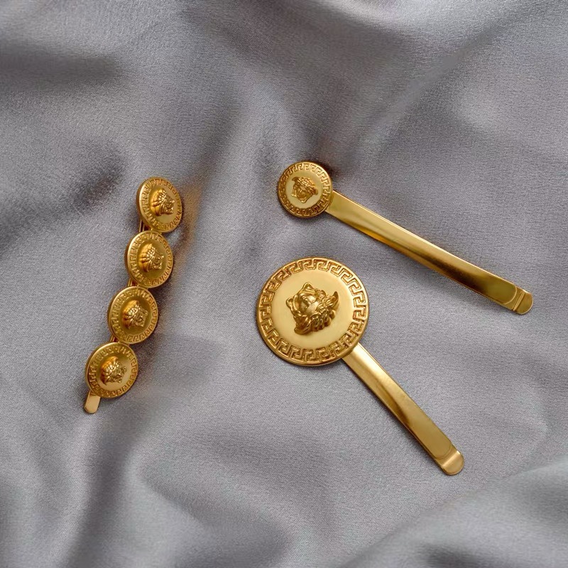 Vintage gold hair clip female metal high touch personality with Medusa head side clip hair headdress
