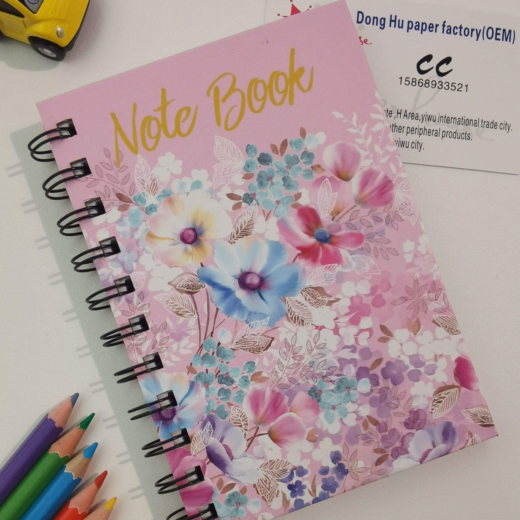 Pink dahlia Korean cute coil notebook full figure
