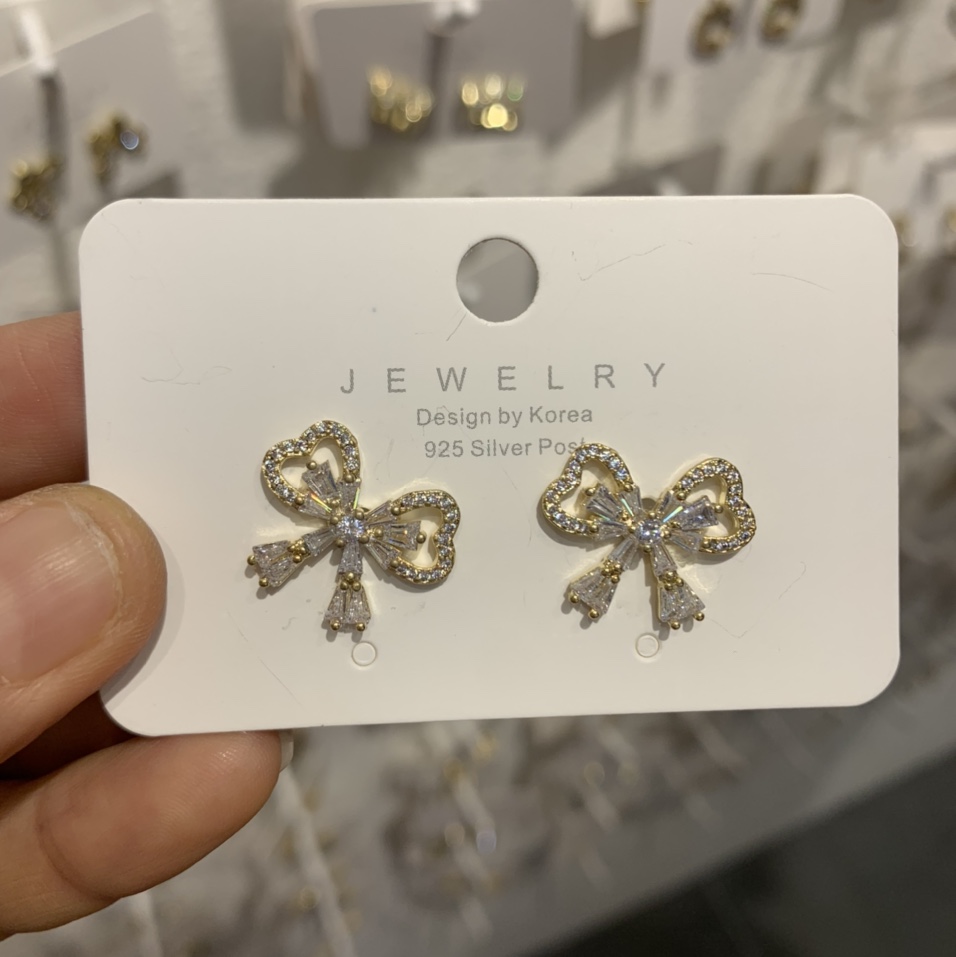 Earrings 097 Zircon butterfly earrings real gold